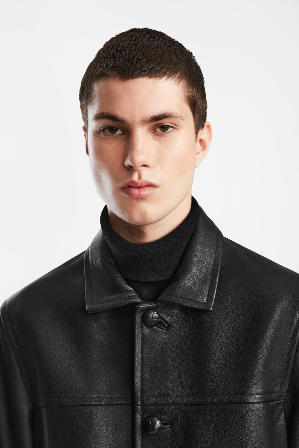 rokh / button detail leather coat rokh / button detail leather
