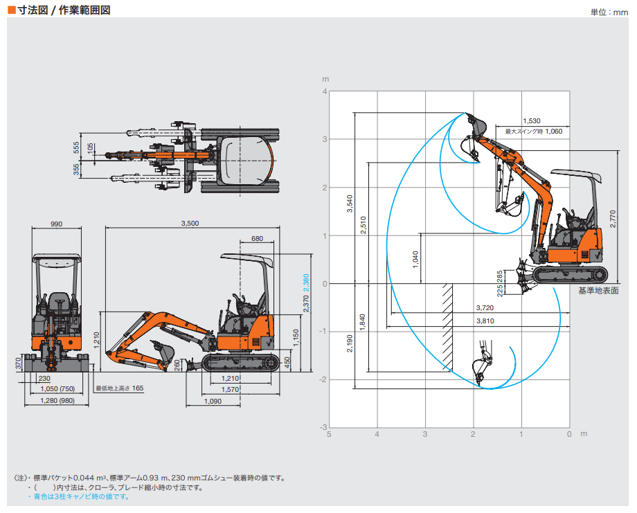 日立建機 ZX17U-5A（ミニ油圧ショベル(ミニユンボ)）のカタログ