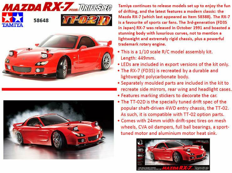 TAMIYA 58648 Mazda RX-7 Drift Spec (TT02D) 1:10 Car Assembly Kit