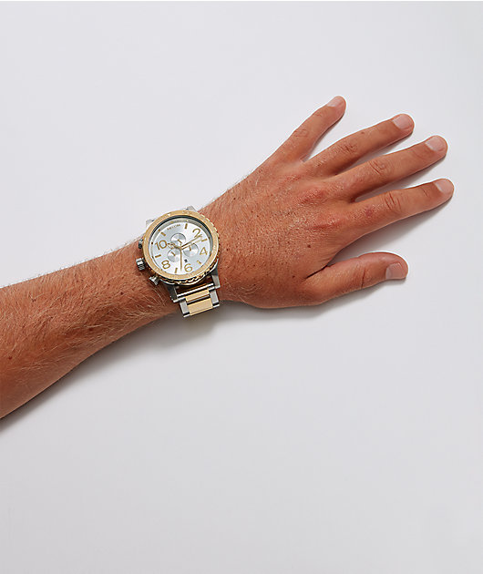 Nixon 51-30 Silver & Gold Chronograph Watch | Zumiez
