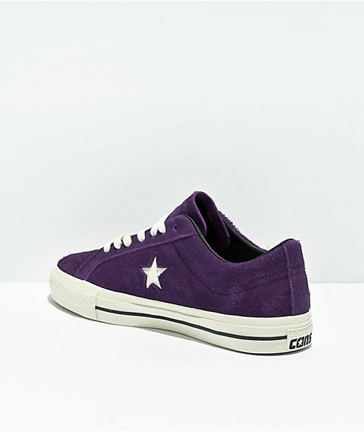 Converse One Star Pro Purple & White Suede Skate Shoes | Zumiez