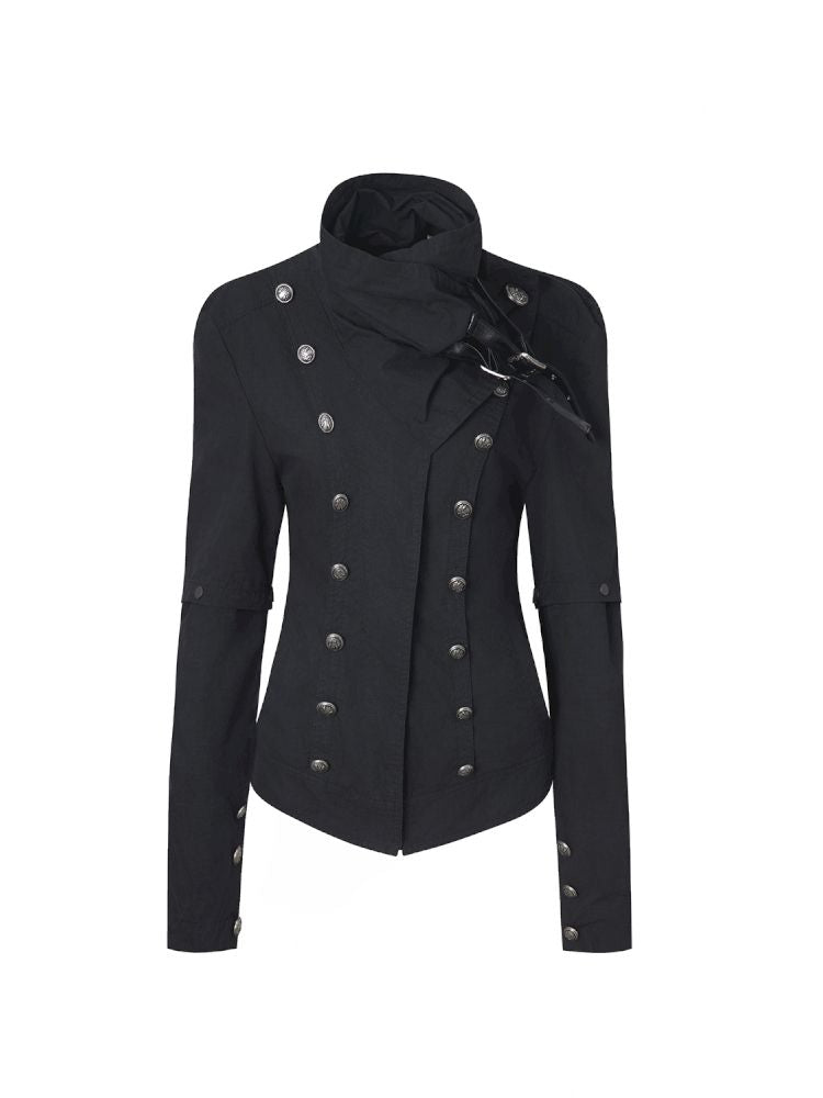 High-Neck Metal Buckle Napoleon Windbreaker【s0000013902