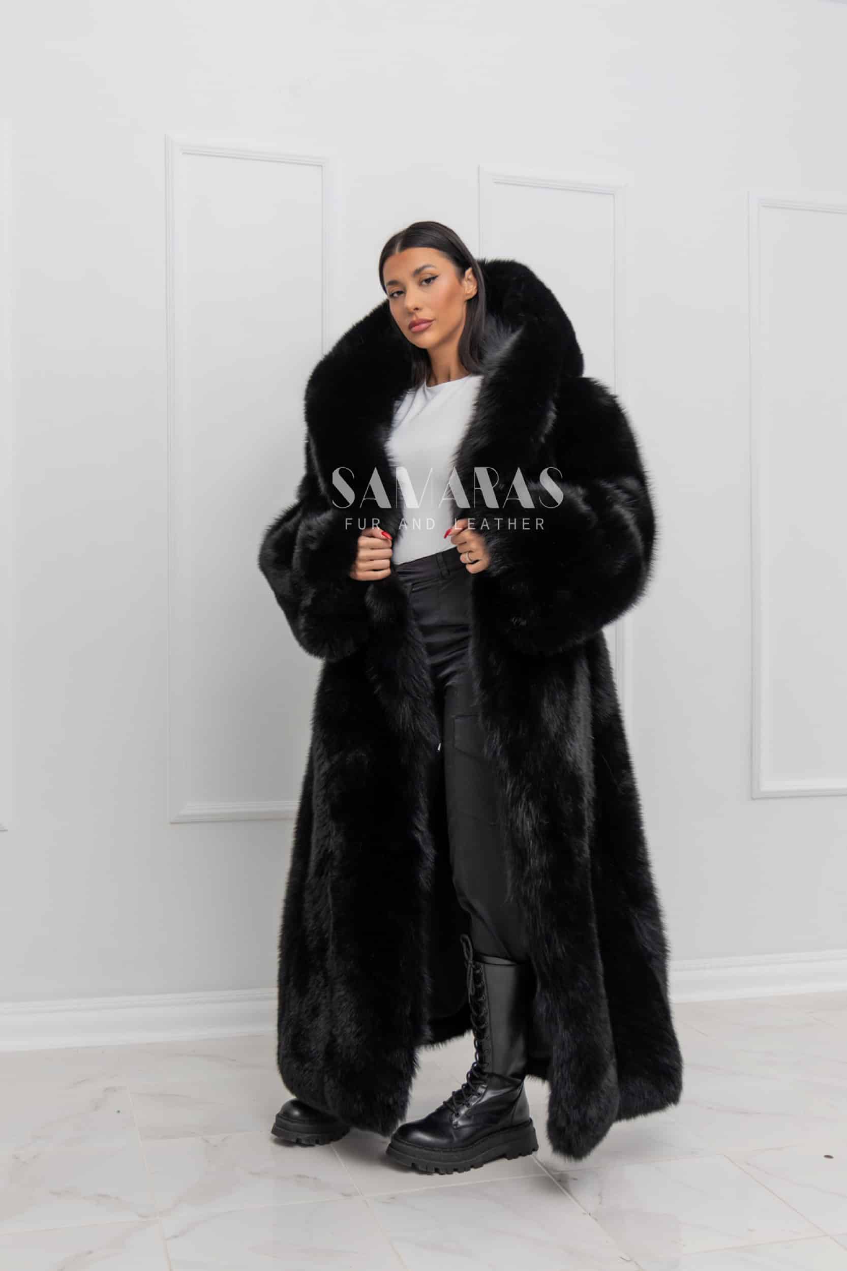 Cricket | Luxury Scandinavian Oversized Black Fox Coat Full Length