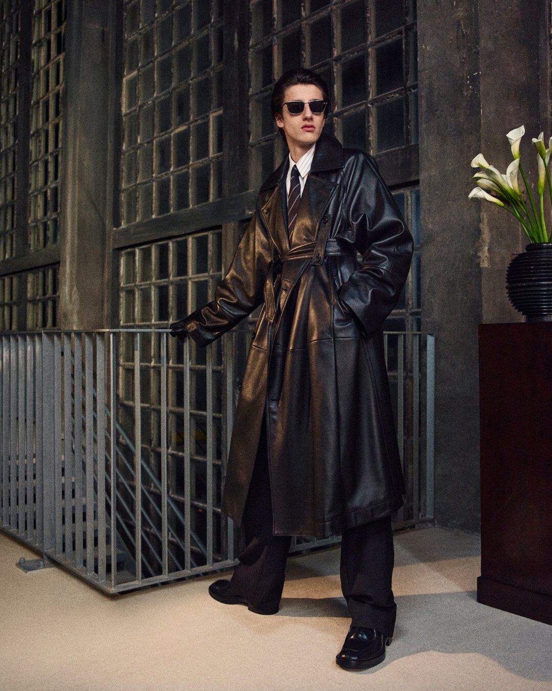 ロングコート（プランジラムスキン） ブラック | Saint Laurent | YSL