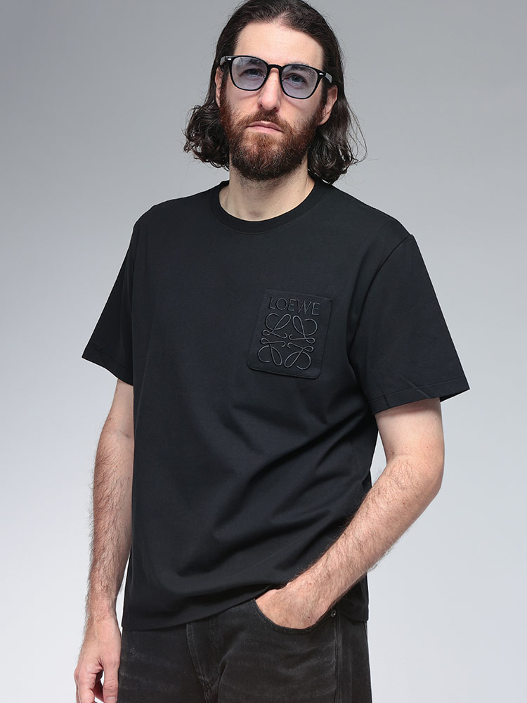 LOEWE (ロエベ) アナグラム刺繍 ポケット クルーネック 半袖 Tシャツ