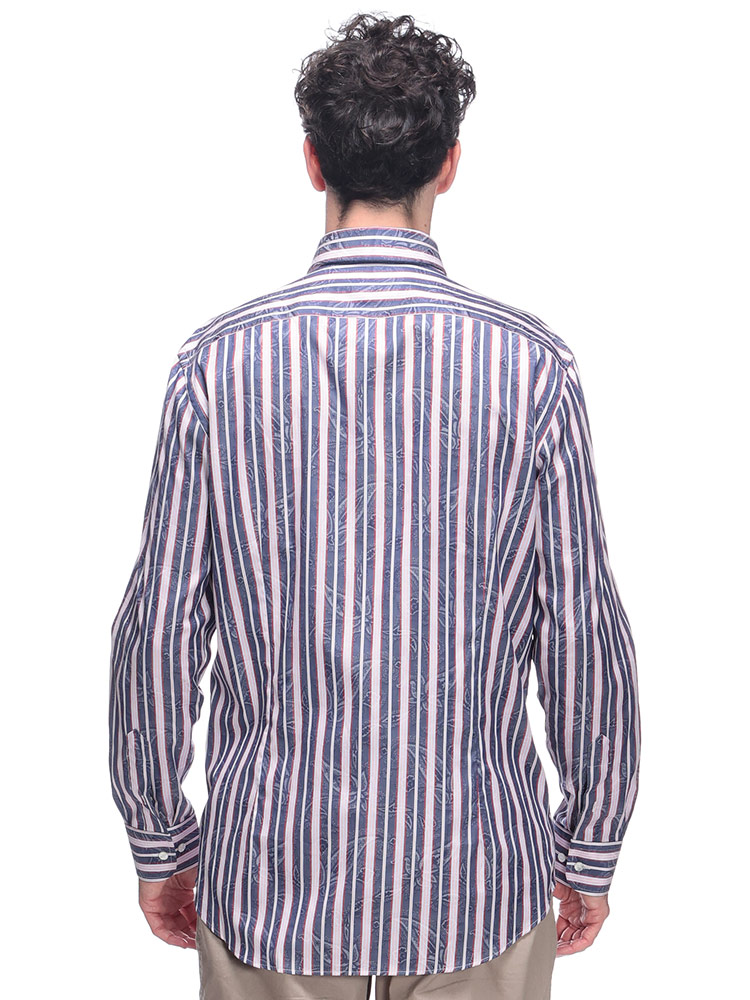 ETRO (エトロ) ストライプ×ペイズリー ボタンダウン 長袖 シャツ