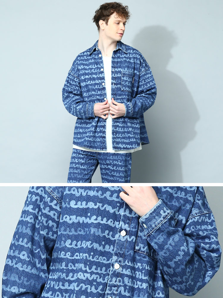 MARNI (マルニ) ロゴ総柄 長袖 デニムシャツ MACUJU0061A0 ブランド