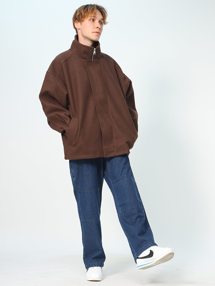 Nylaus (ナイラス) ウールライク BIGスタンド フルジップ コート M L