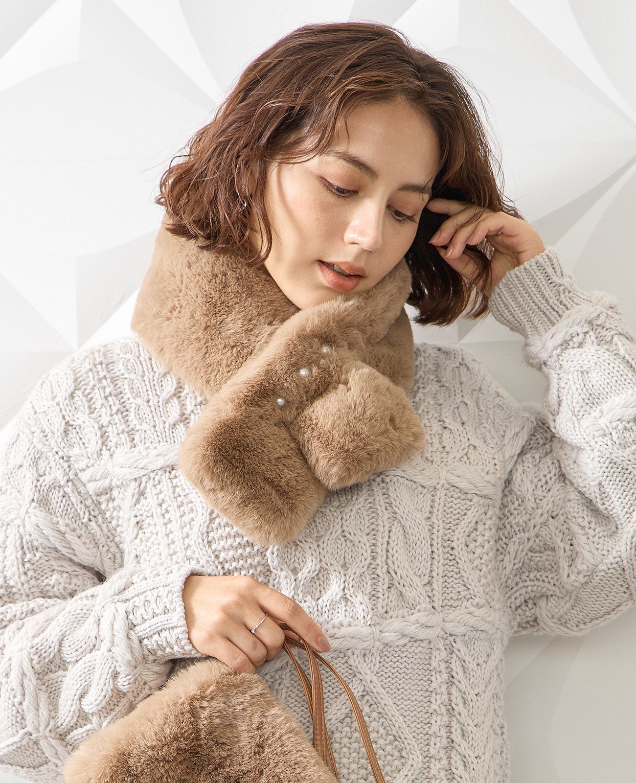 エコファー パール付 マフラー 1751