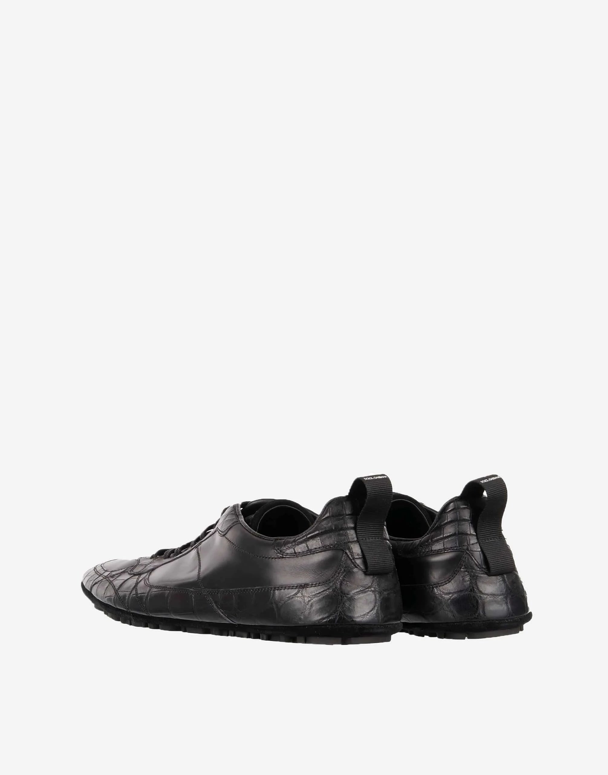 Dolce & Gabbana ブラックカイマンレザースニーカー | Sendegaro