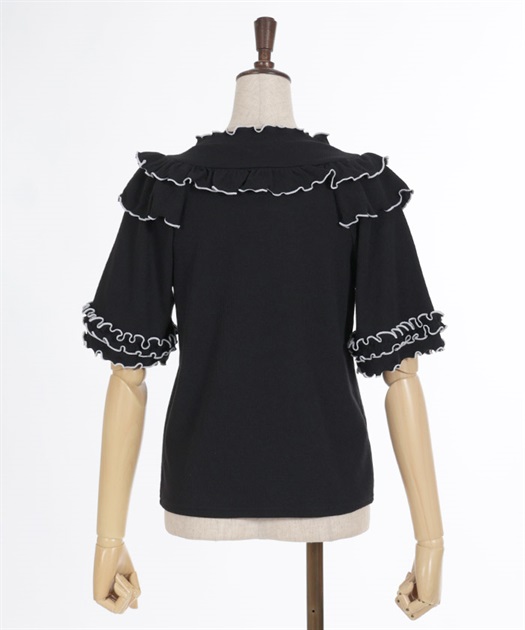 ビジュー付フリルリブトップス | axes femme online shop -outlet-