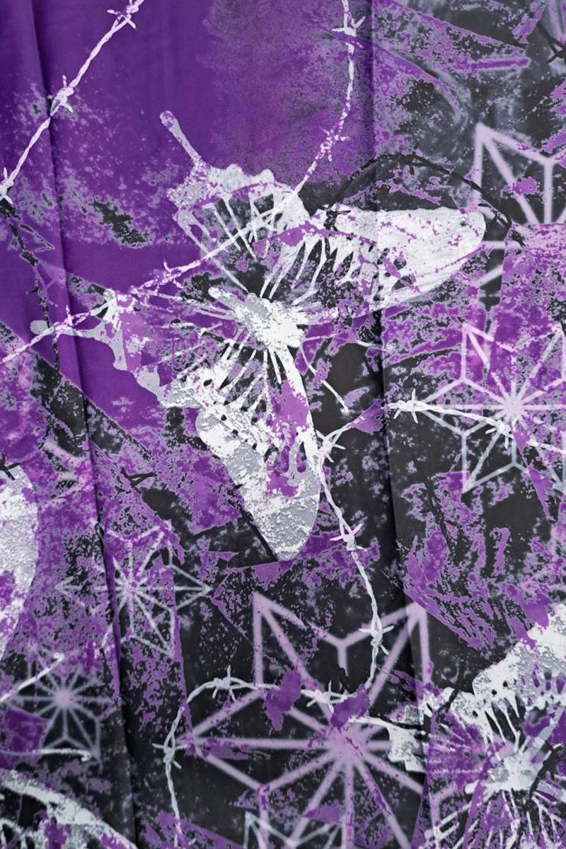 PSYCHO NATION (サイコネーション) 振袖チェーンシャツ BLACK×PURPLE