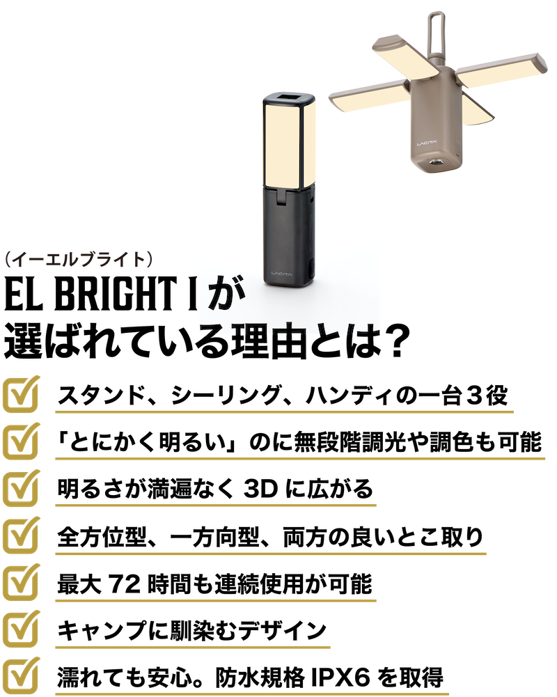 LACITA LEDランタン キャンプ 小型 充電式 13,400mAh 電球色 蛍光色