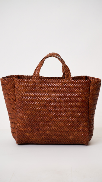 Haddie Large Tote - Brown Woven Leather – Marea by Liz Joy