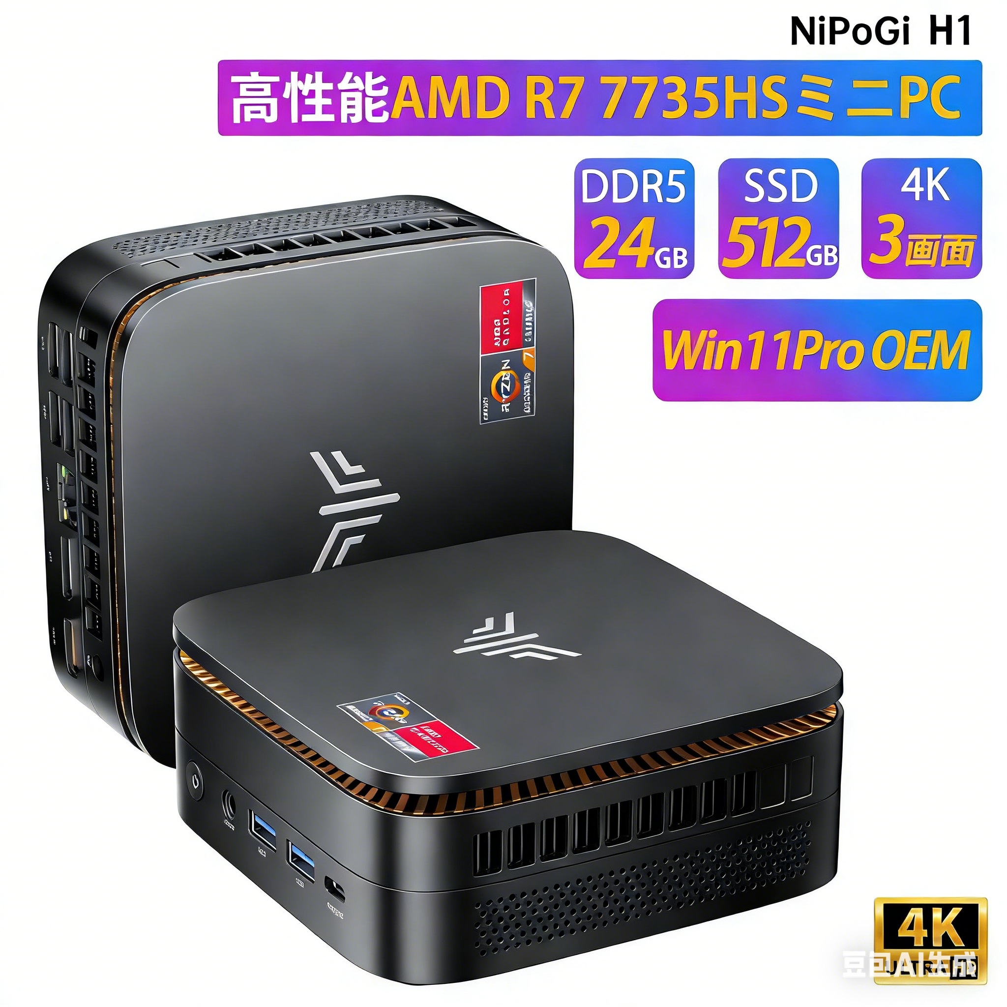 NIPOGI mini pc Ryzen 4300U 動作より安定 4C/4T 最大3.5GHz Win11 Pro