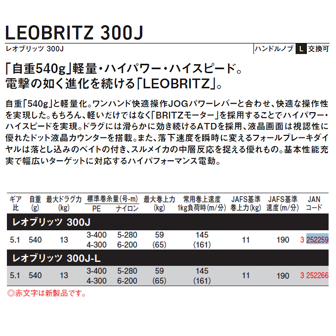 DAIWA（ダイワ） 23 レオブリッツ 300J 右ハンドル (2023年モデル