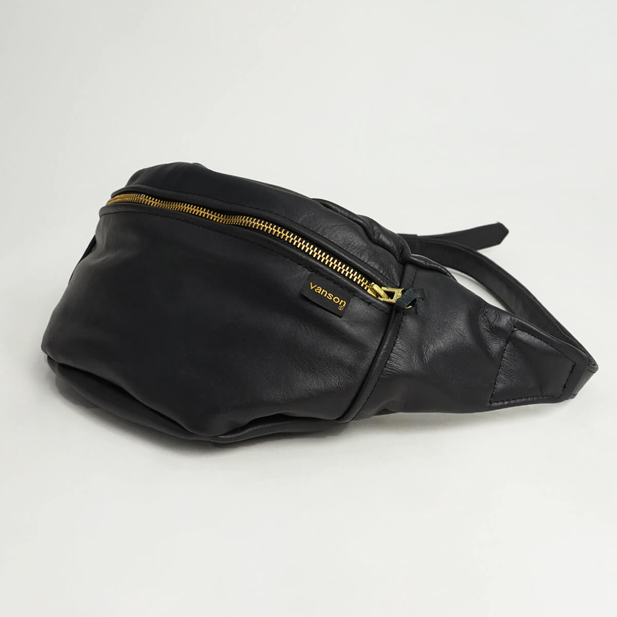 VANSON（バンソン） レザー ポーチ ラージ ファニーパック ブラック