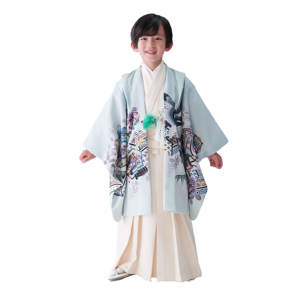 京都瑠璃雛菊 七五三 男の子 着物 5歳 鷹 羽織袴セット はかま フル