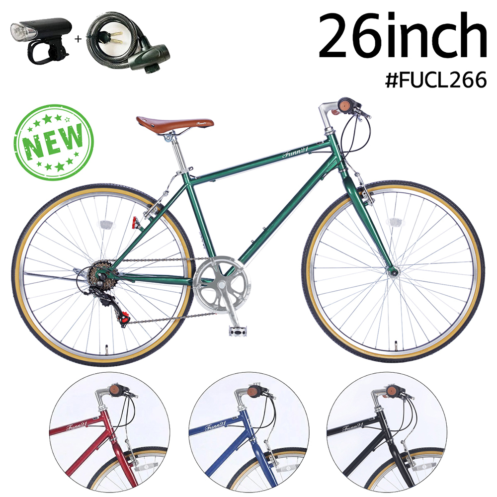 21Technology クロスバイク 自転車 26インチ LEDライト・ワイヤー
