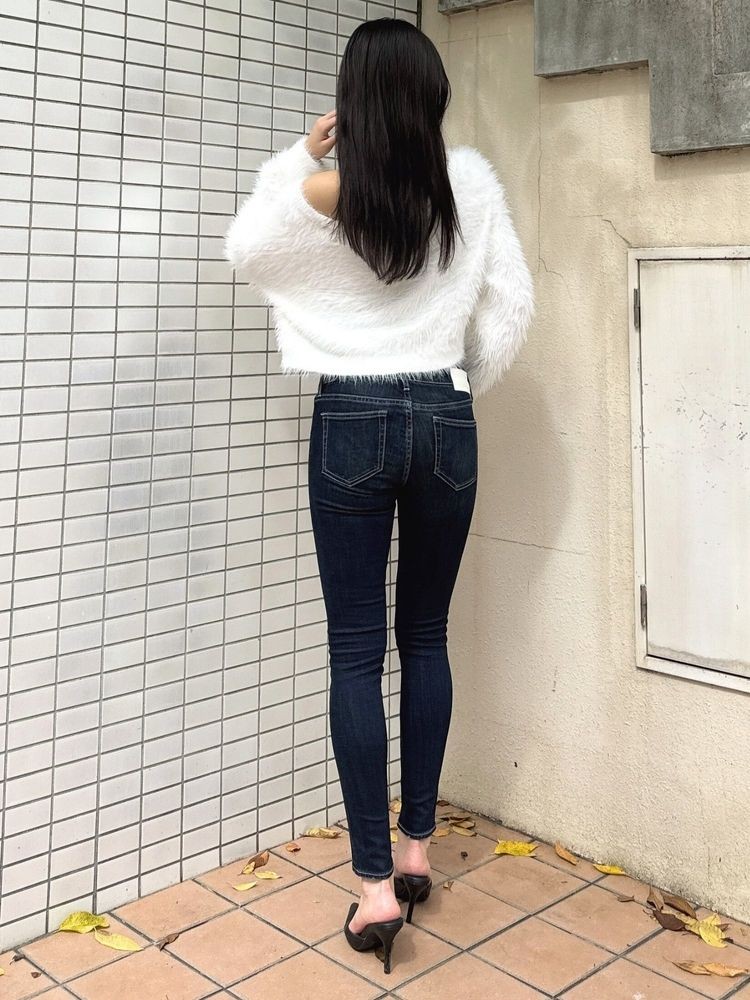 GYDA（ジェイダ） ハイウエストウエストクロススキニーデニムパンツ