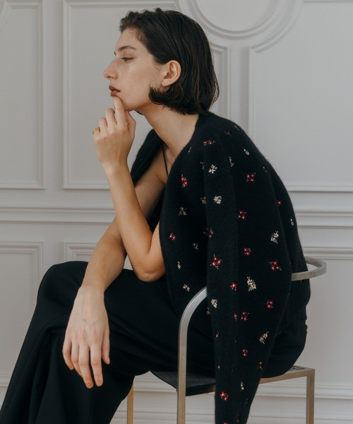 CREDONA（クレドナ） FLOWER EMBROIDERY KNIT JACKET 即納 : RAPTURE