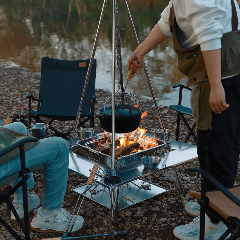 CAMPINGMOON トライポッド キャンプ ダッチオーブン 耐荷重90kg
