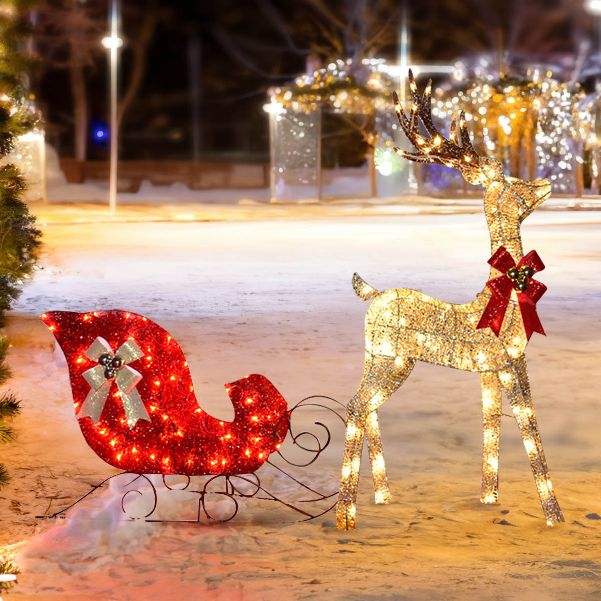 VeroMan 目立つ クリスマス イルミネーション トナカイ ソリ LED