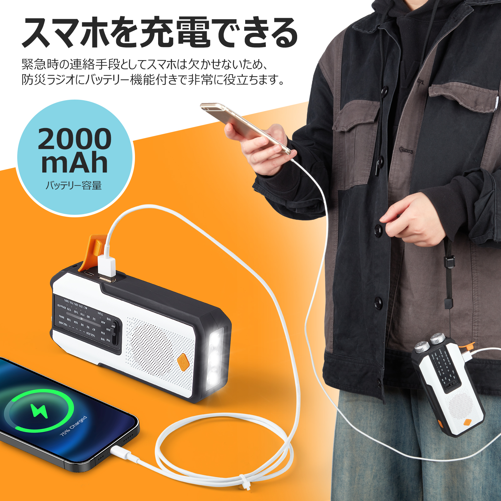 多機能防災ラジオライト 多機能防災ラジオ 手回し充電 ポータブル