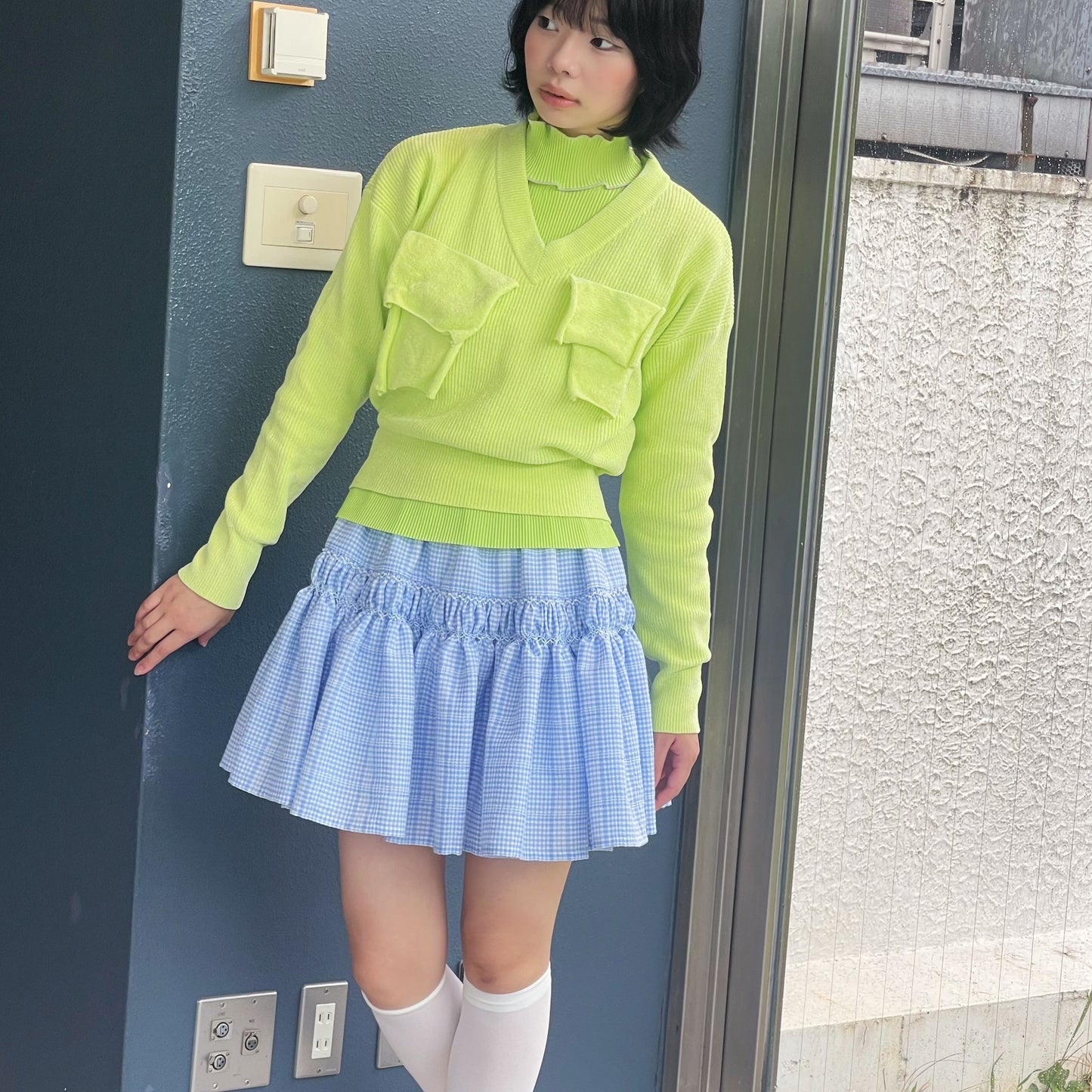 TODO V-NECK KNIT TOP / LIME / Vネックニットトップ | シープ / SHEEP