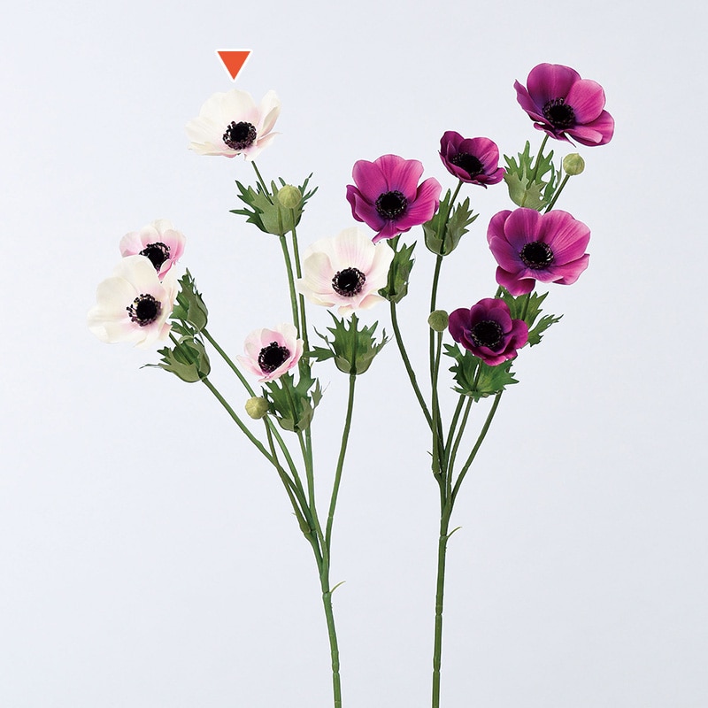 アスカ商会 造花 A-33253 アネモネ×5 つぼみ×2 #001 ホワイト 1本（ご