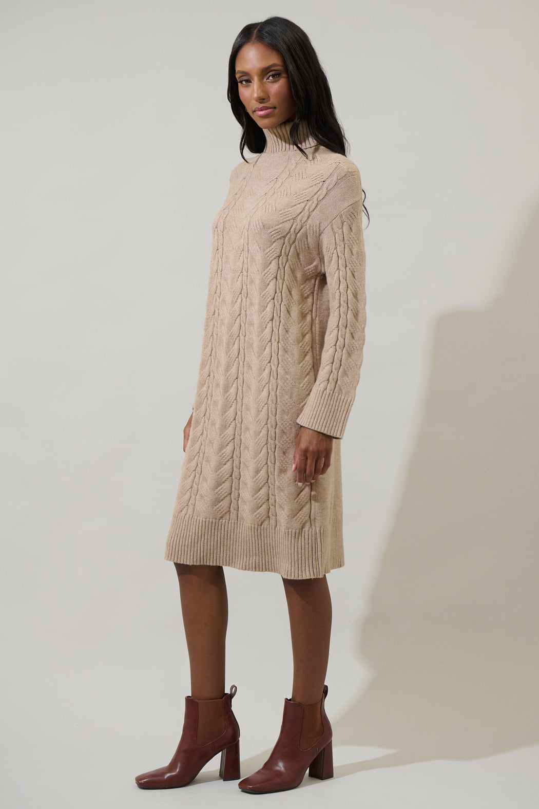 Raven Cable Knit Sweater Midi Dress – Sugarlips