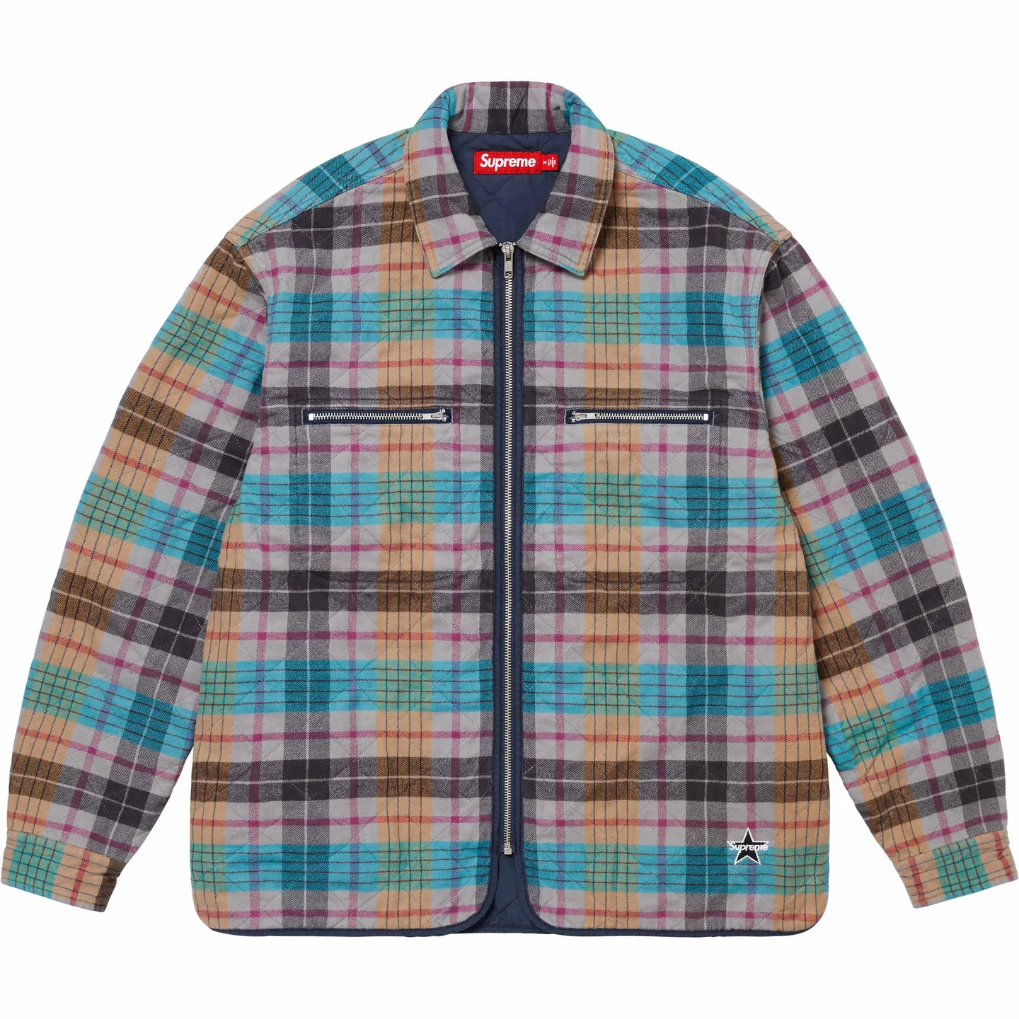 Quilted Flannel Zip Up Shirt | Supreme 24fw