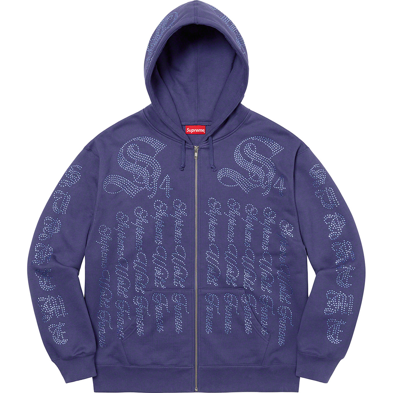 Rhinestone Zip Up Hooded Sweatshirt | Supreme 22ss