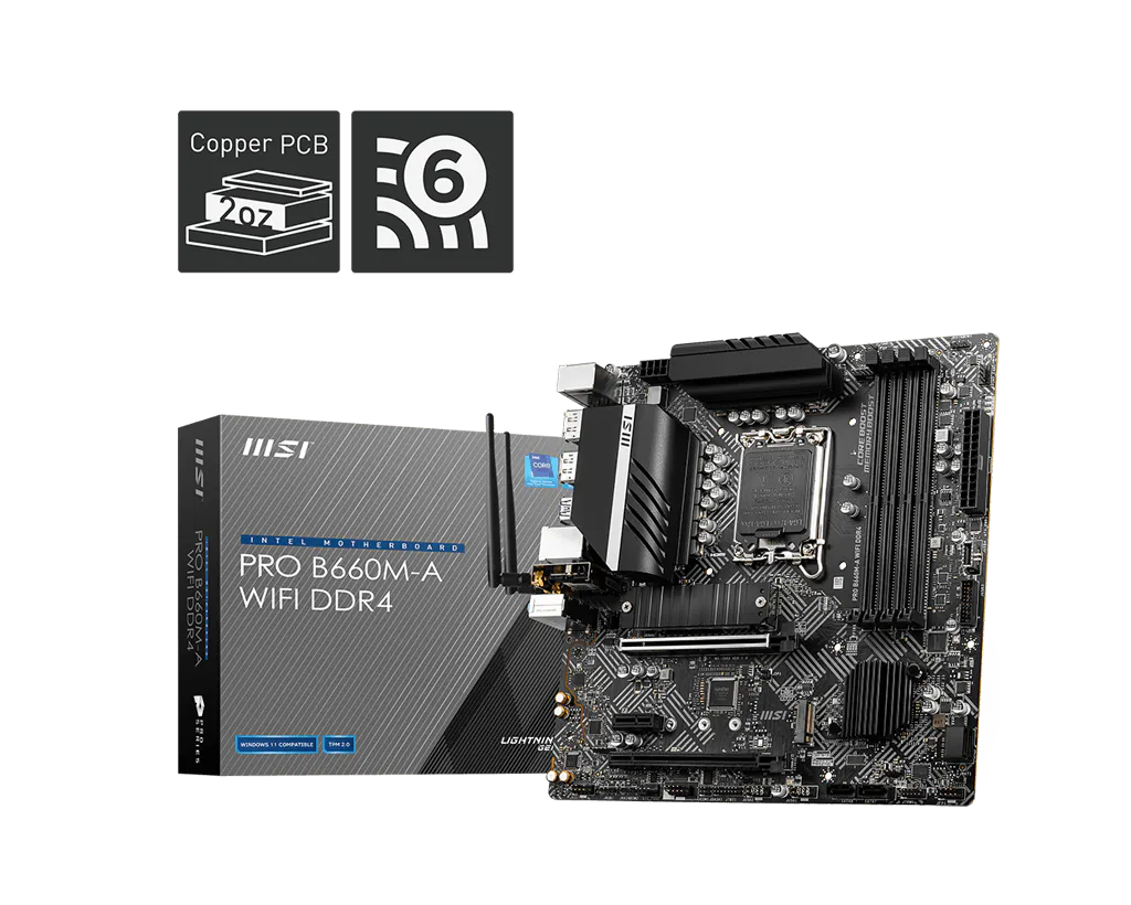 PRO B660M-A WIFI DDR4 Motherboard M-ATX - Intel 12th Gen Processors