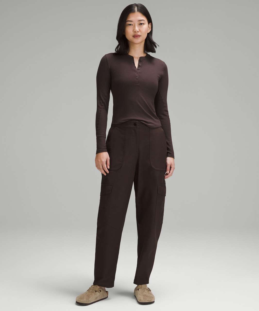 Lululemon Hold Tight Long-Sleeve Henley - Espresso - lulu fanatics