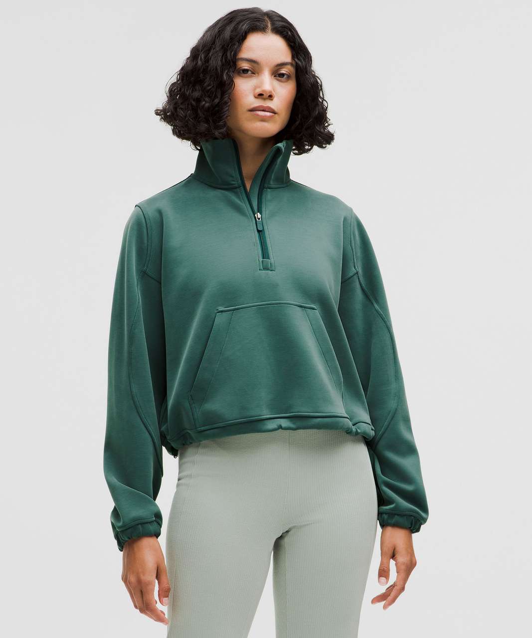 Lululemon Brushed Softstreme Half Zip - Storm Teal - lulu fanatics