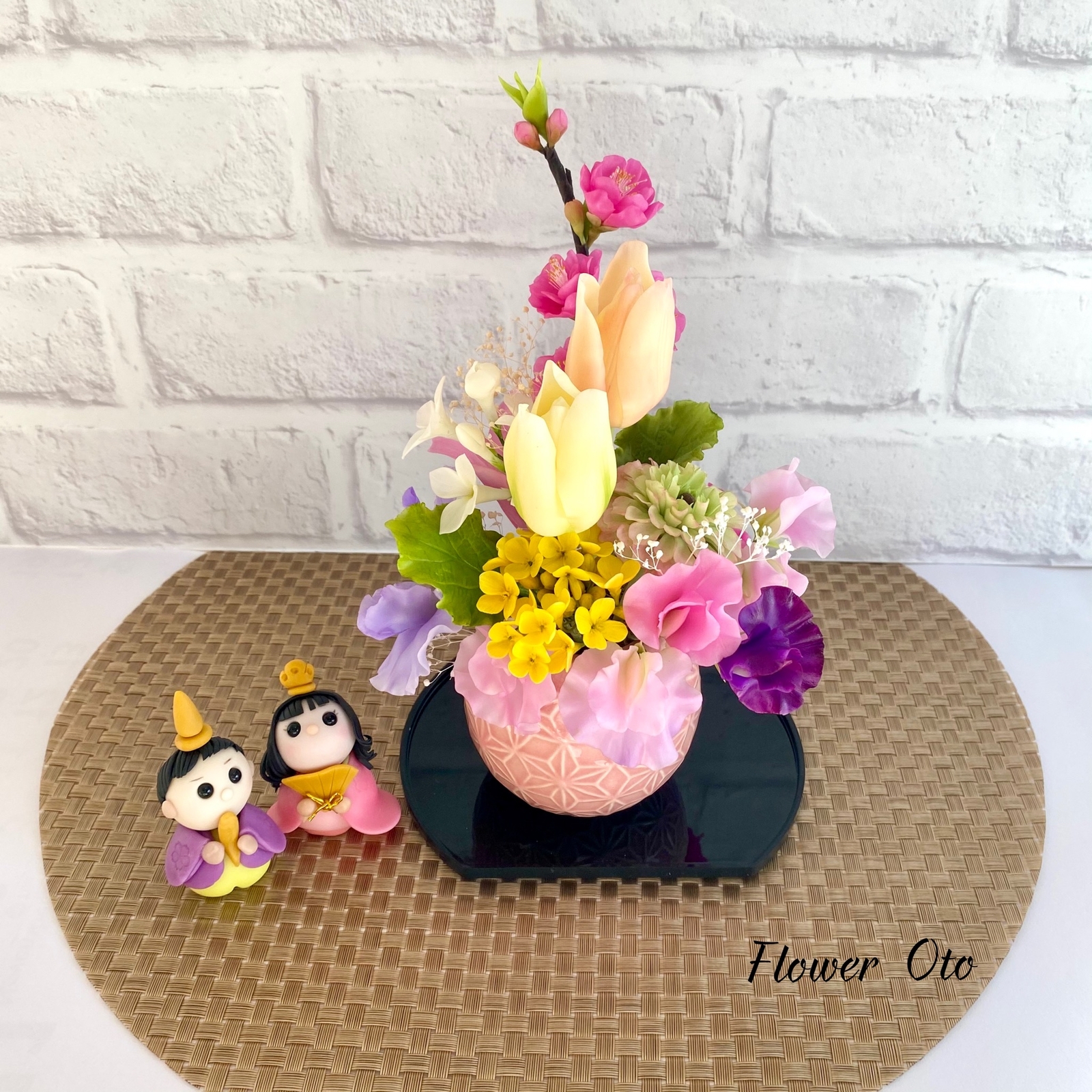 🌷春の寄植え🌷 パンフラワー クレイフラワー フラワーアレンジメント