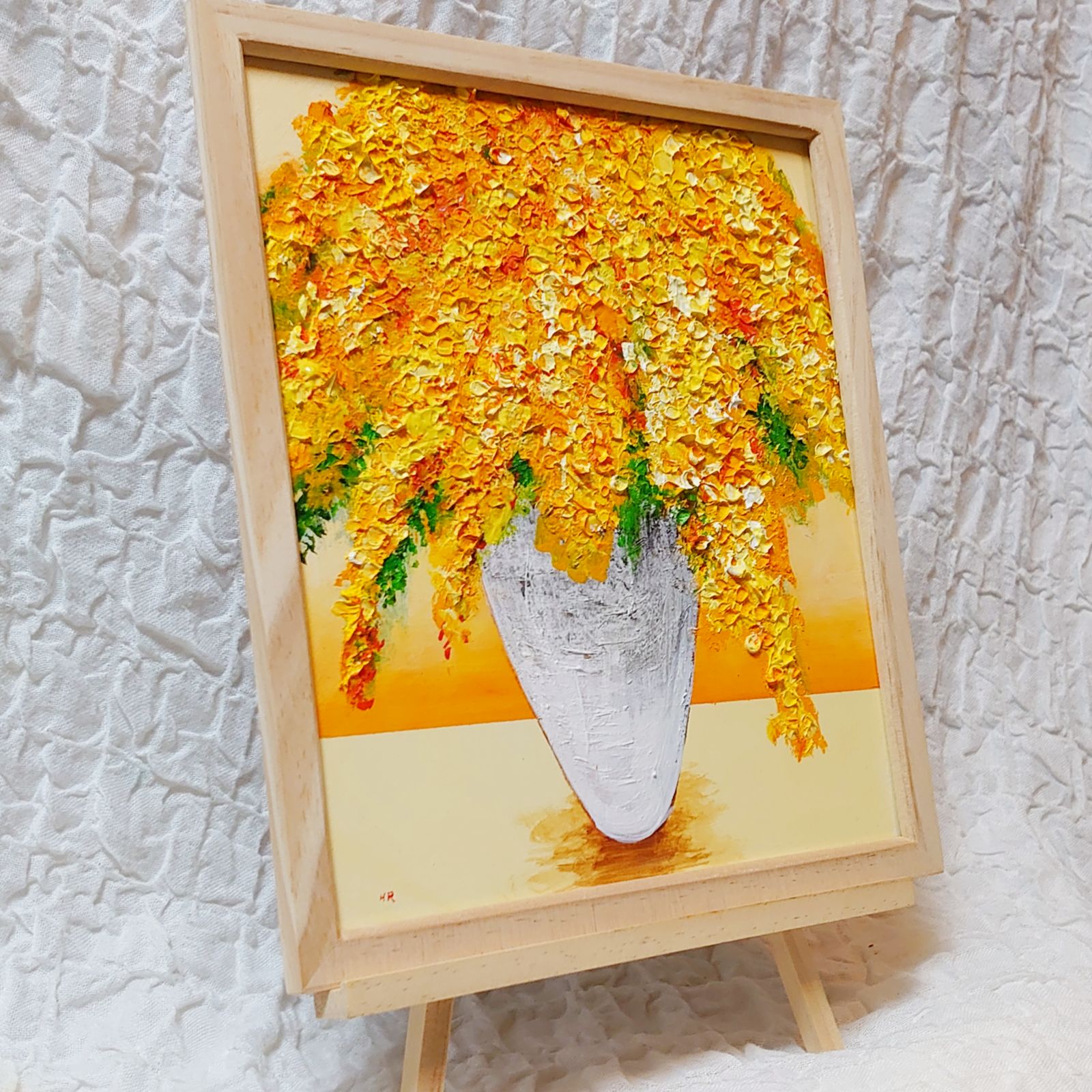 油絵 絵画 ミモザ【色紙】 - HR | minne byGMOペパボ 国内最大級の