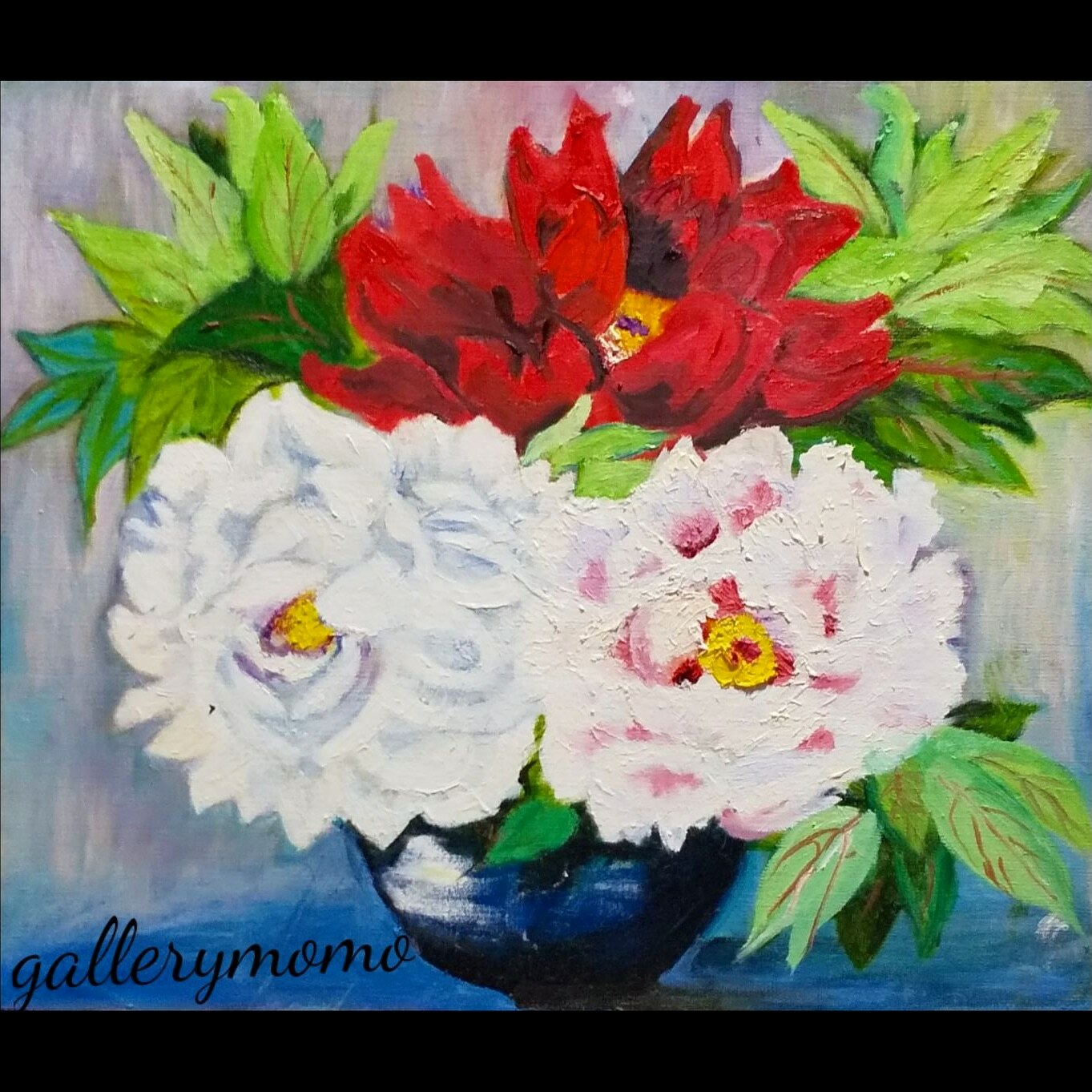 牡丹 ぼたん 絵画 油絵 花 原画 アート oilpainting art - モモアート