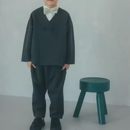 ノーカラージャケット ＋ タックパンツ セット / キッズ 110cm―130cm