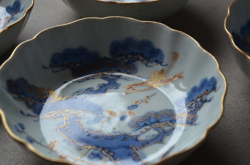 古伊万里 色絵 金襴手 膾皿 5客 古伊万里 金襴手 色絵 江戸中期