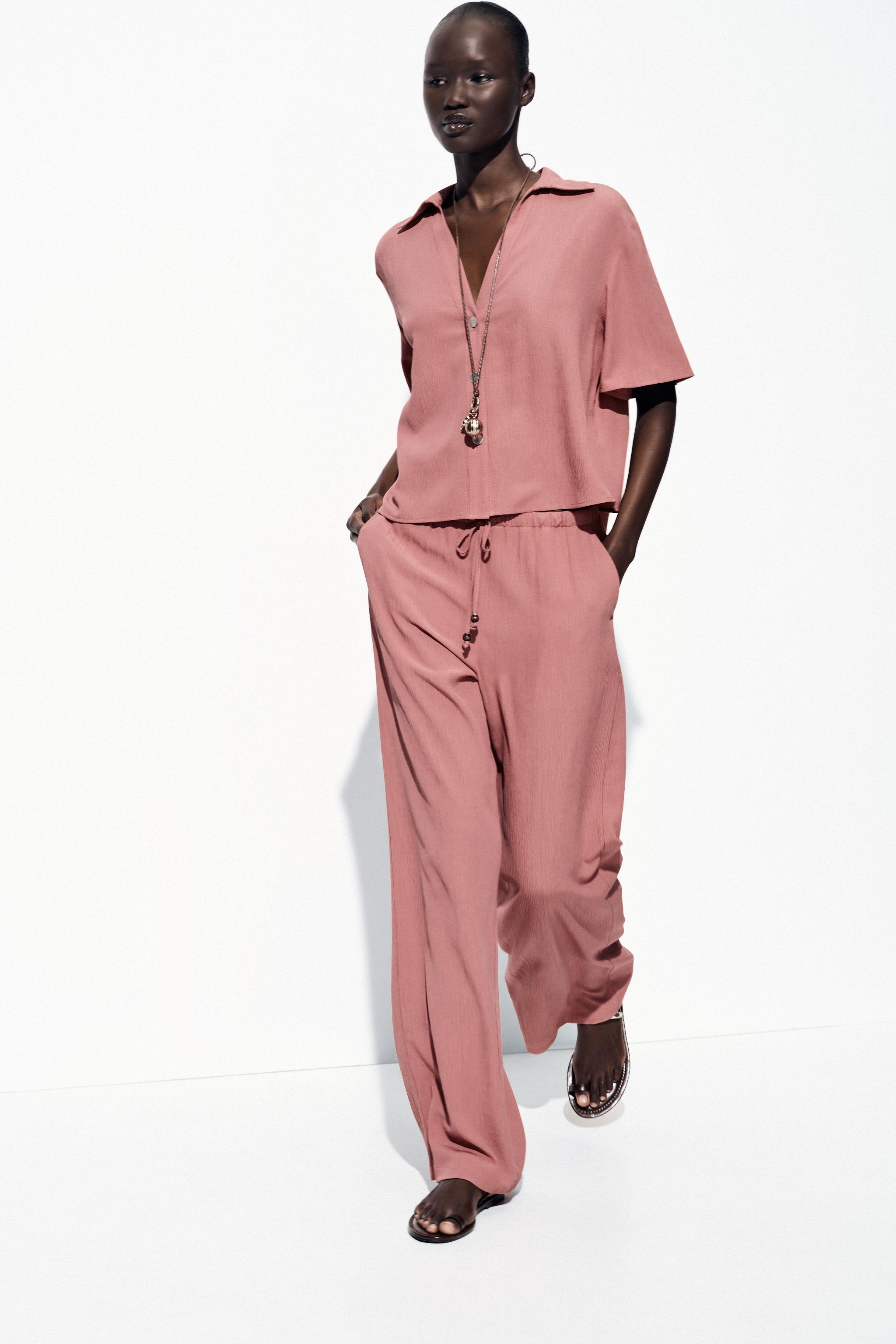 SHORT SLEEVE WRINKLED EFFECT SHIRT - MARSALA | ZARA United States