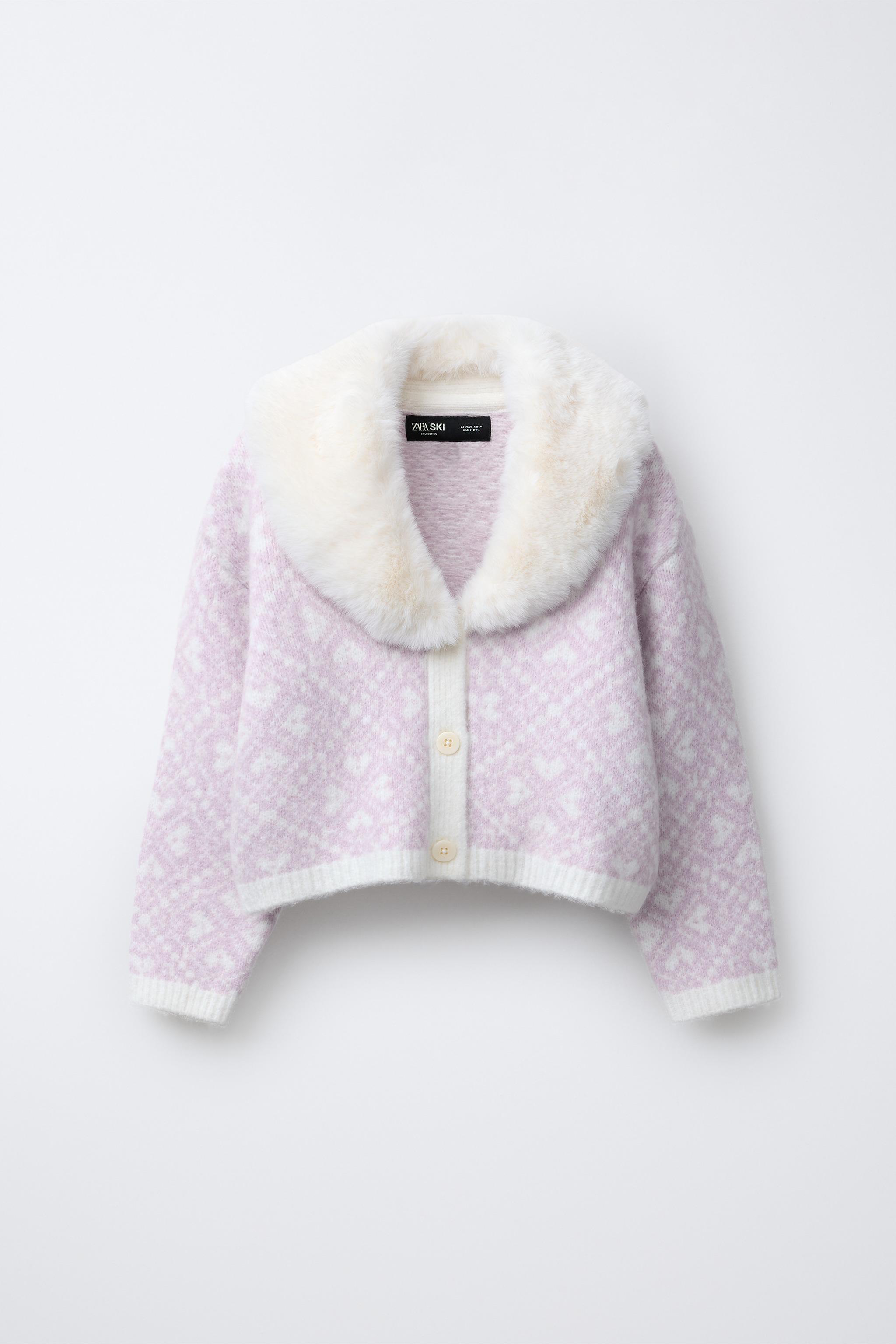 SKI COLLECTION ジャカードニットフェイクファーデタッチャブルカラー