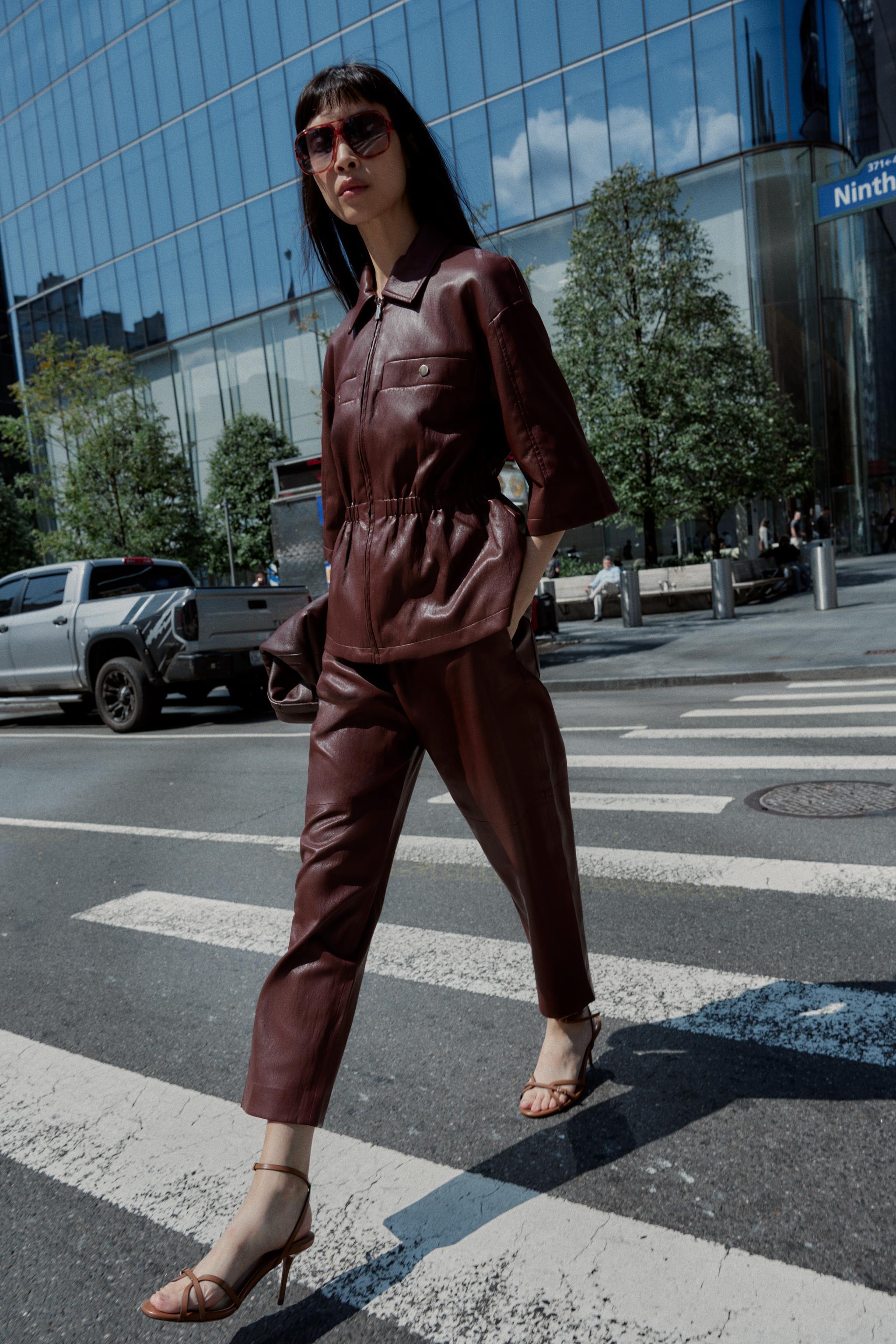 フェイクレザージャケット - エンジ | ZARA Japan / 日本