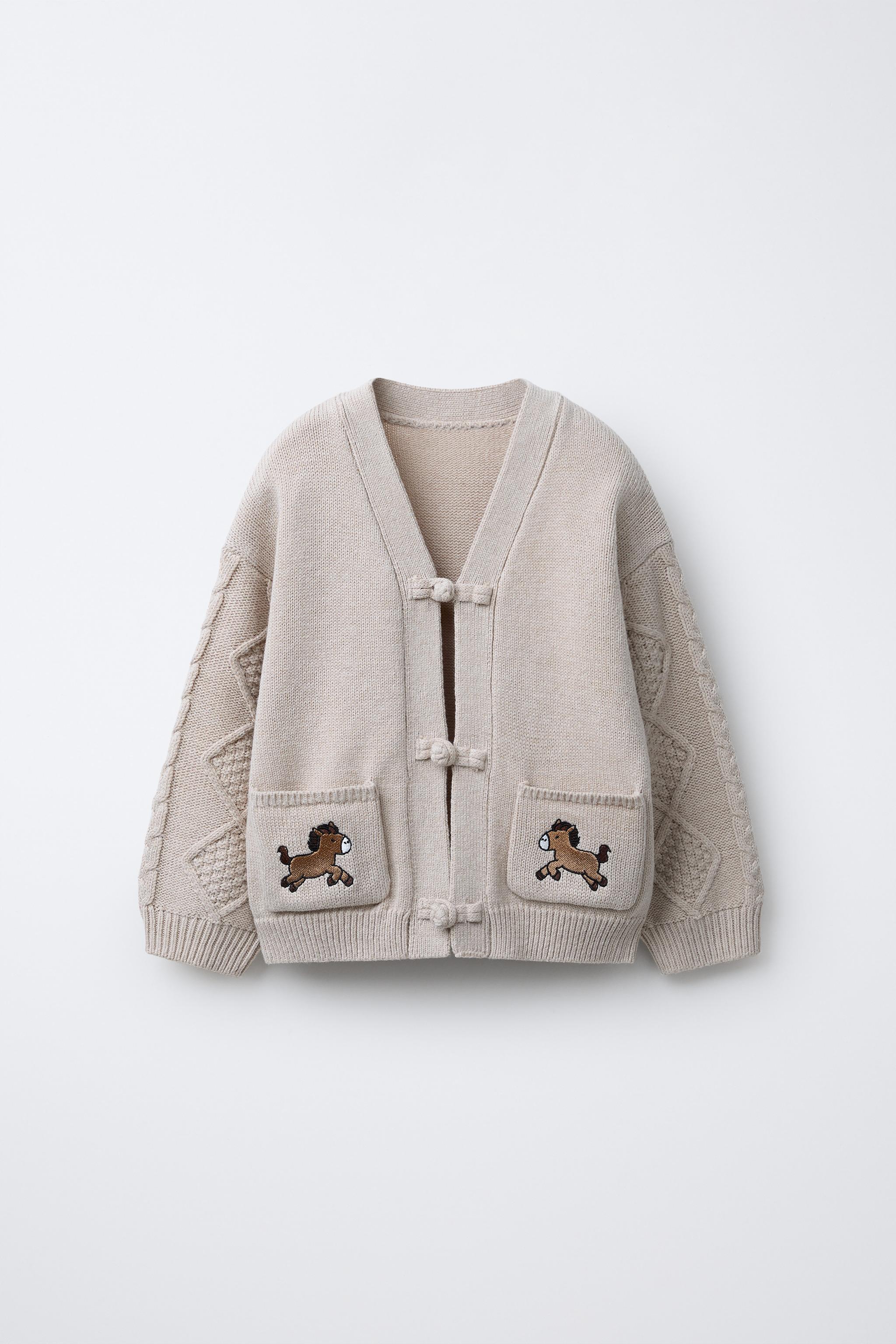 ニットカーディガン 馬の刺繍入り - エクリュ | ZARA Japan / 日本