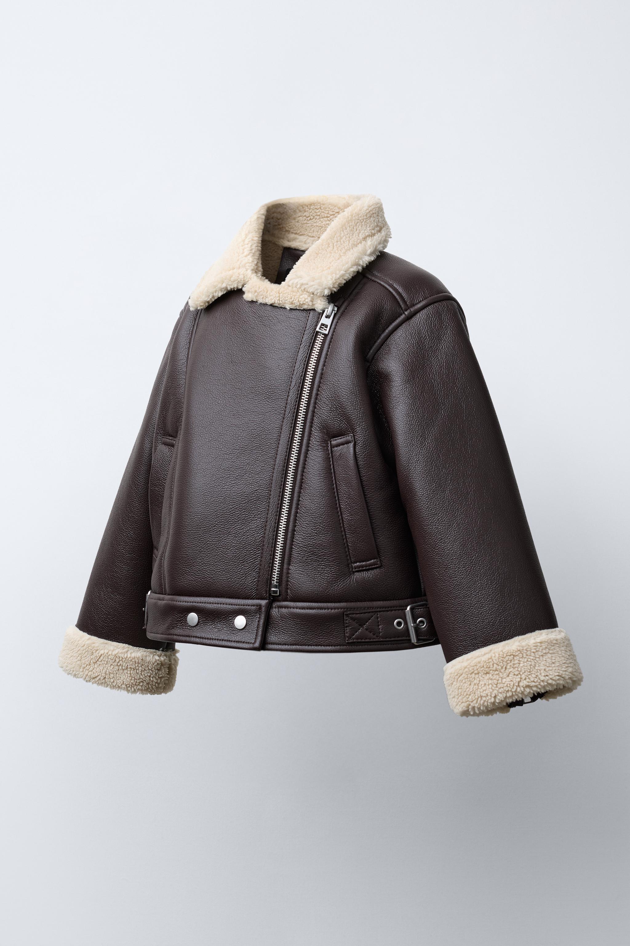 ダブルフェイスバイカージャケット - ブラウン | ZARA Japan / 日本