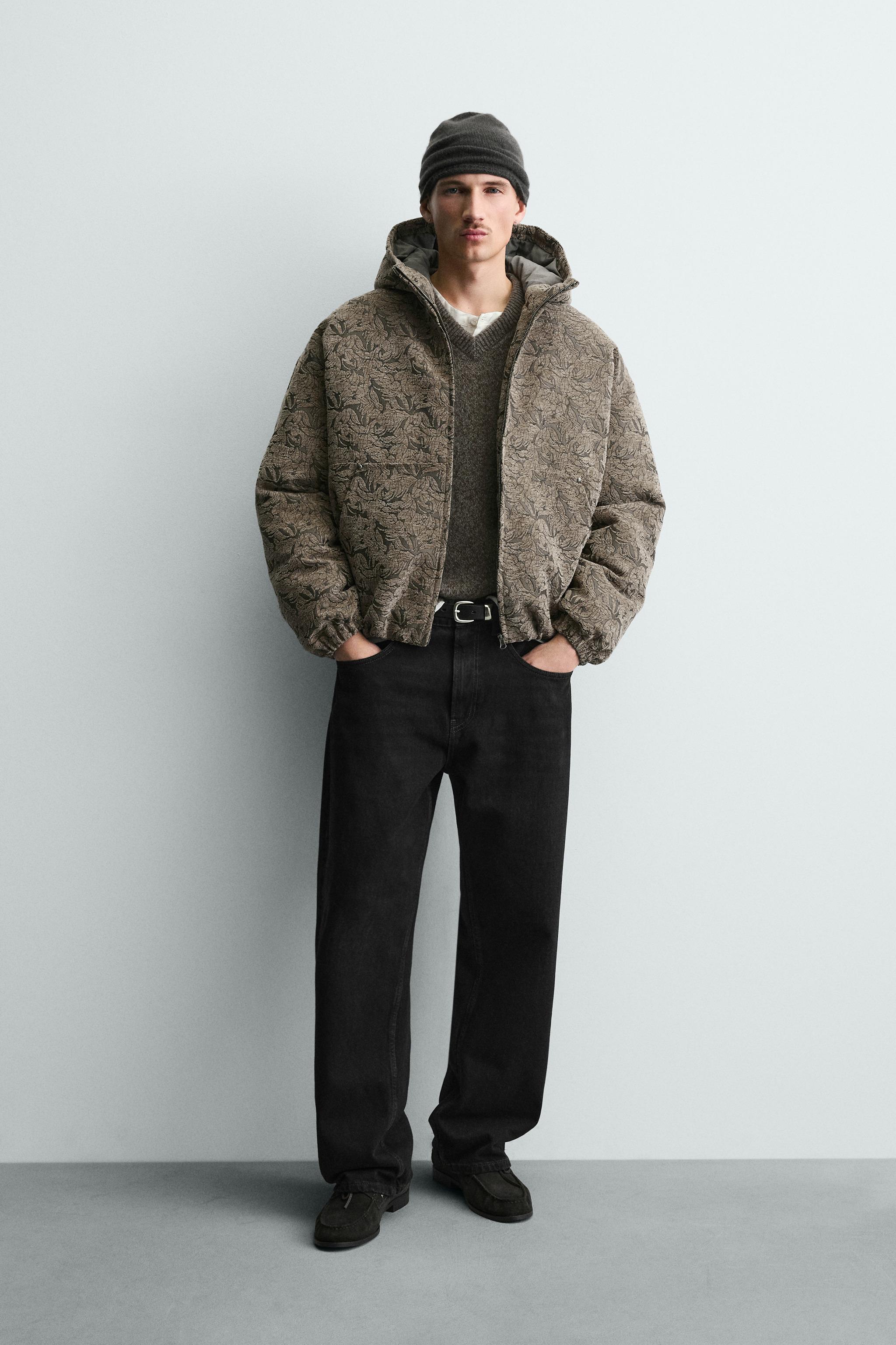 JACQUARD PUFFER JACKET - taupe brown | ZARA Canada