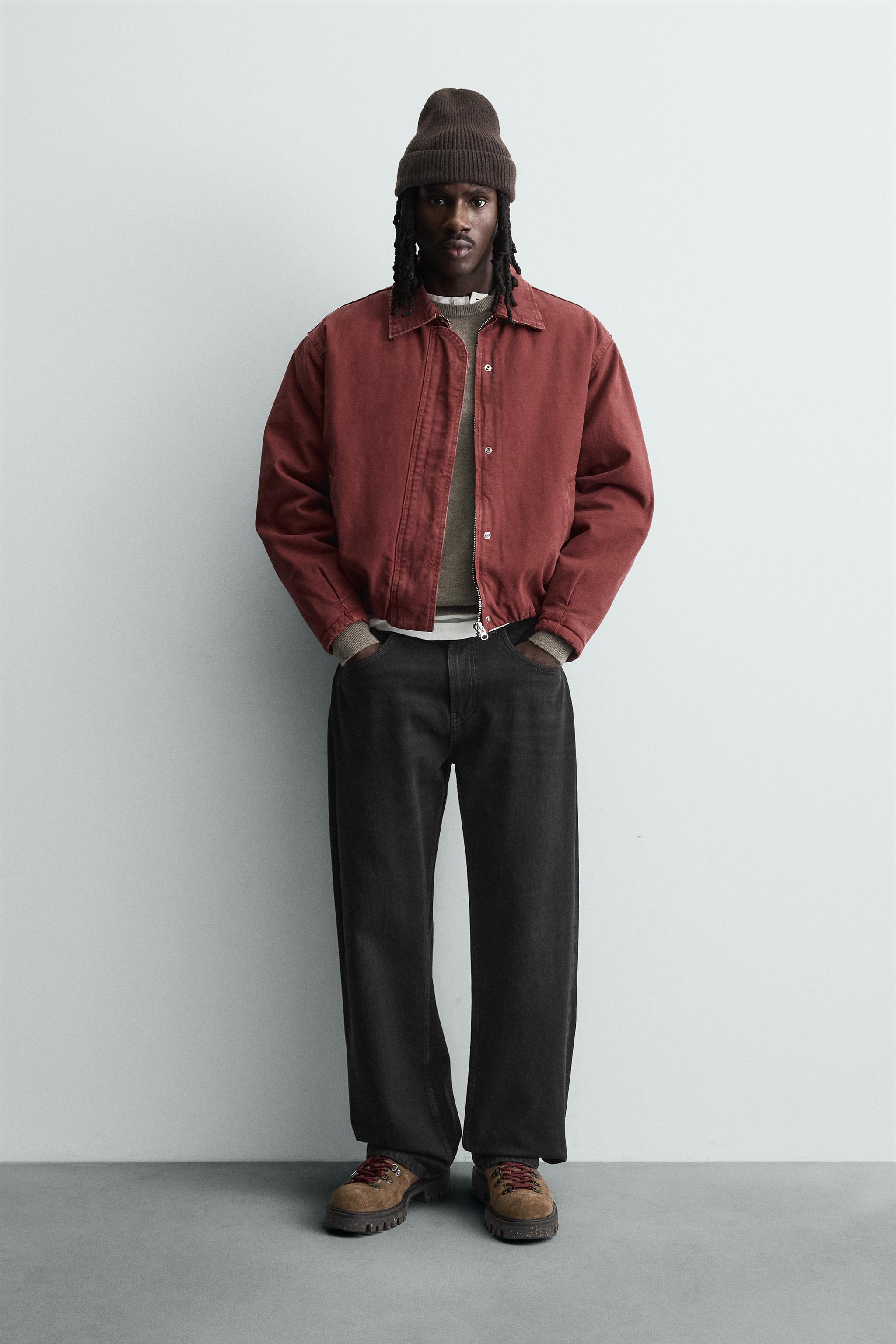 キルティングデニムジャケット - ボルドー | ZARA Japan / 日本