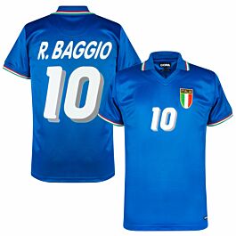 Copa 1982 Italy Home Retro Jersey + R. Baggio 10 (1994 Printed Style)