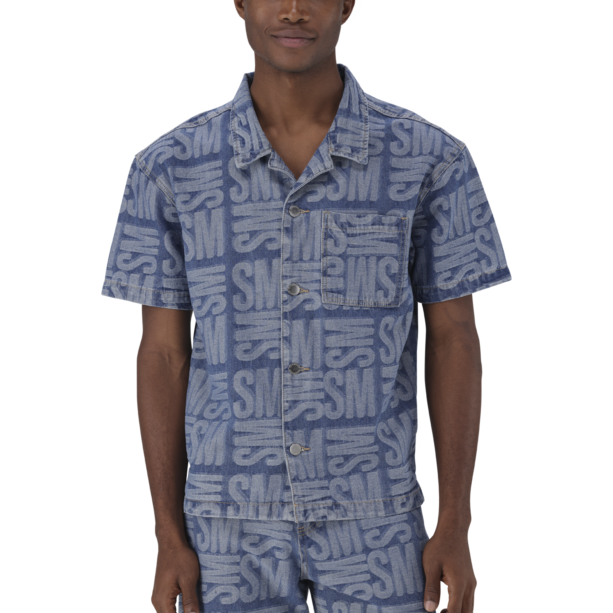 JUSTIN MID BLUE JACQUARD DENIM SHIRT – Steve Madden South Africa